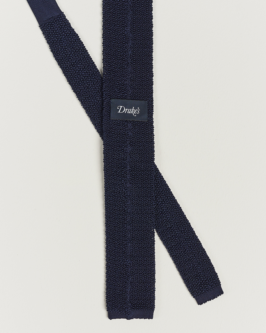 Hombres | Drake's Knitted Silk 6.5 cm Tie Navy | Drake's | Knitted Silk 6.5 cm Tie Navy