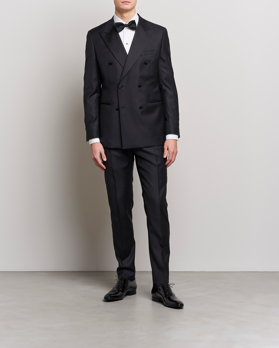 Hombres | Business & Beyond | Eton | Custom Fit Tuxedo Shirt Black Ribbon White