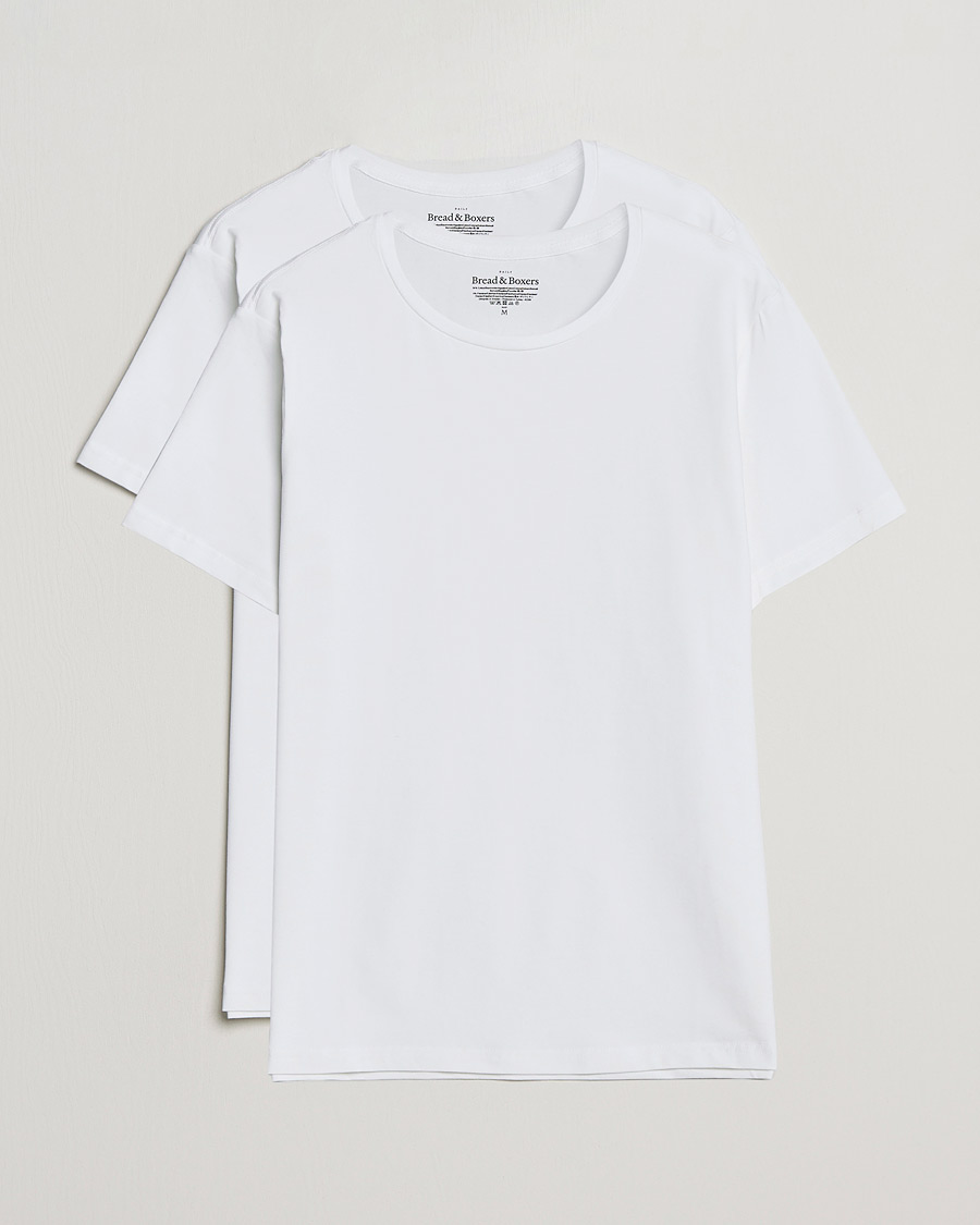 Hombres | Camisetas | Bread & Boxers | 2-Pack Crew Neck Tee White