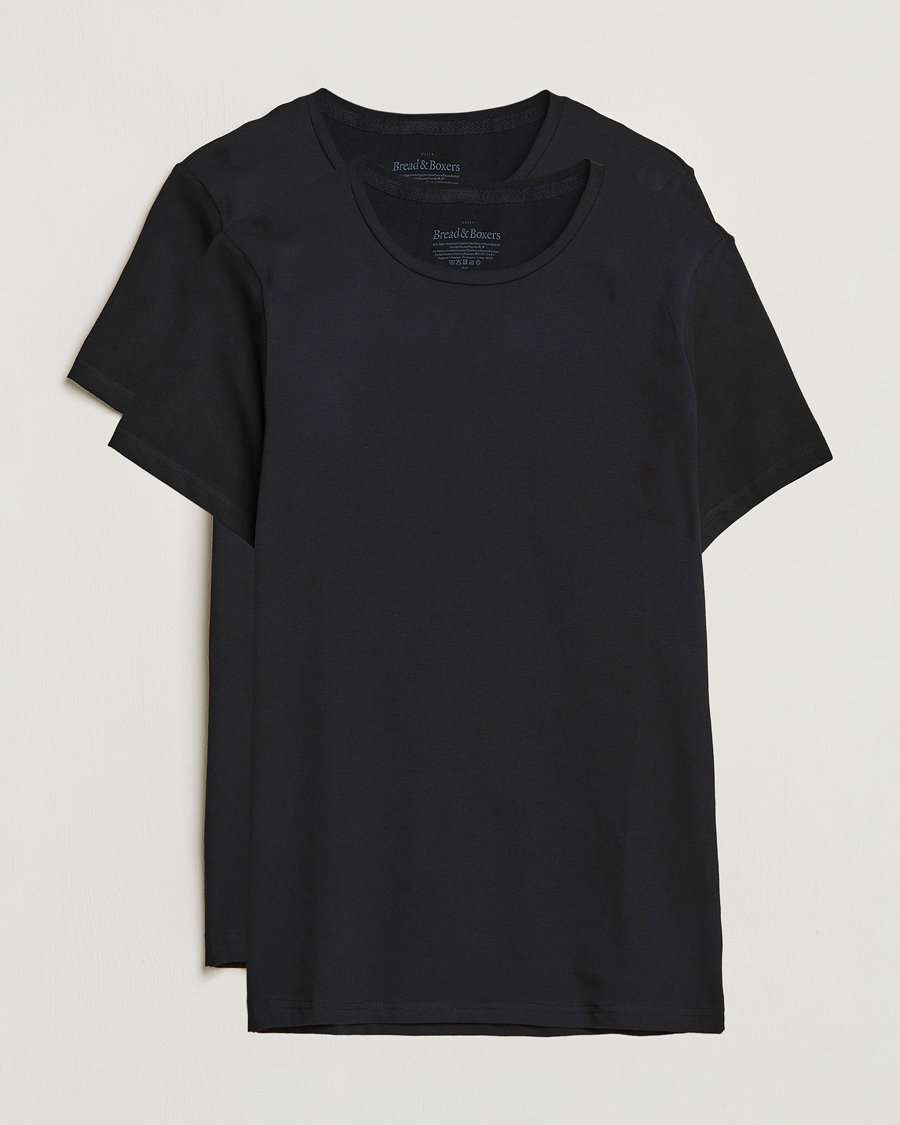 Hombres | Camisetas | Bread & Boxers | 2-Pack Crew Neck Tee Black
