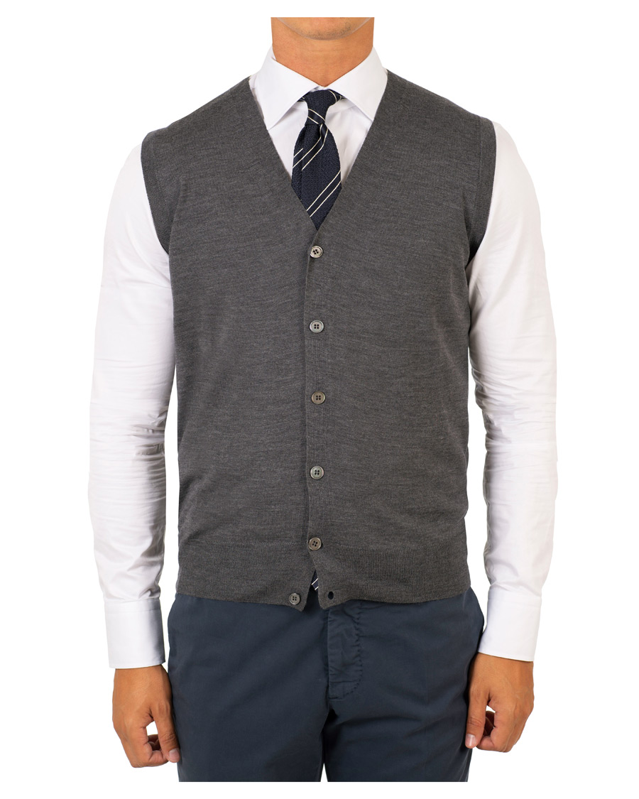 Hombres | Jerséis y prendas de punto | Canali | Merino Wool Gilet Grey