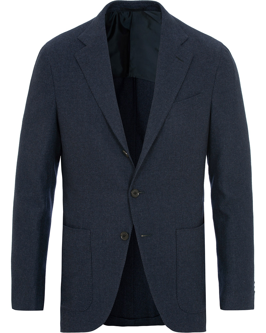 Hombres | Blazers | Caruso | Aida Microstructure Melange Wool Blazer Dark Blue