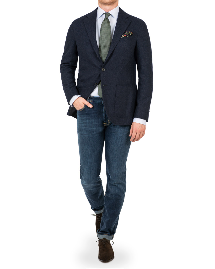 Hombres | Blazers | Caruso | Aida Microstructure Melange Wool Blazer Dark Blue