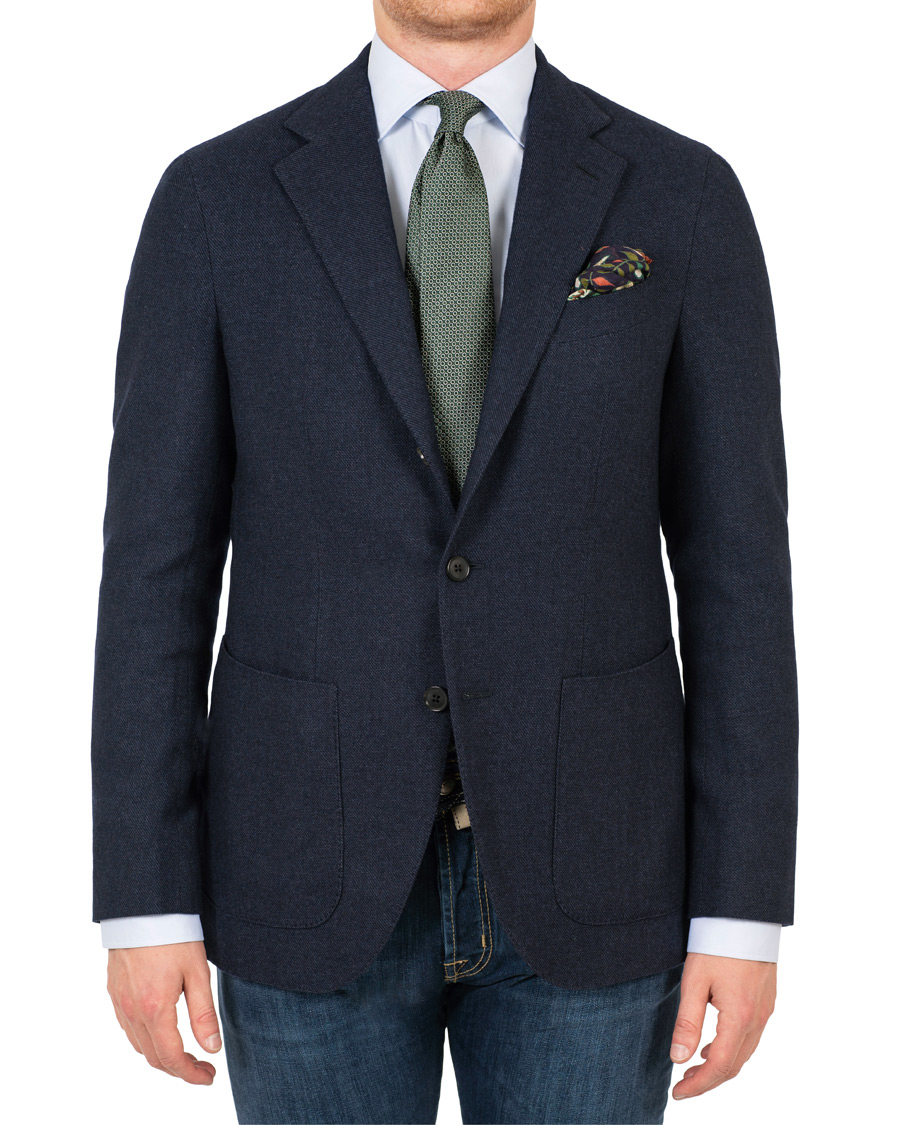 Hombres | Blazers | Caruso | Aida Microstructure Melange Wool Blazer Dark Blue