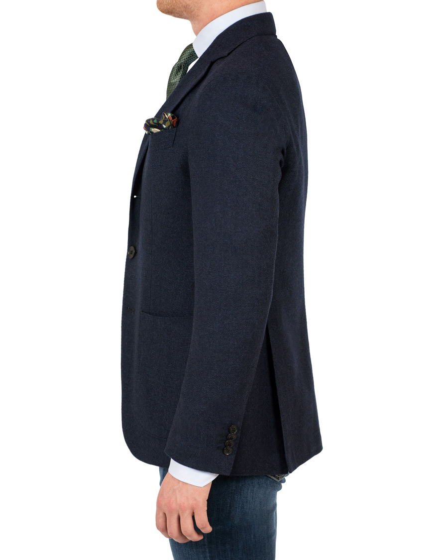Hombres | Blazers | Caruso | Aida Microstructure Melange Wool Blazer Dark Blue