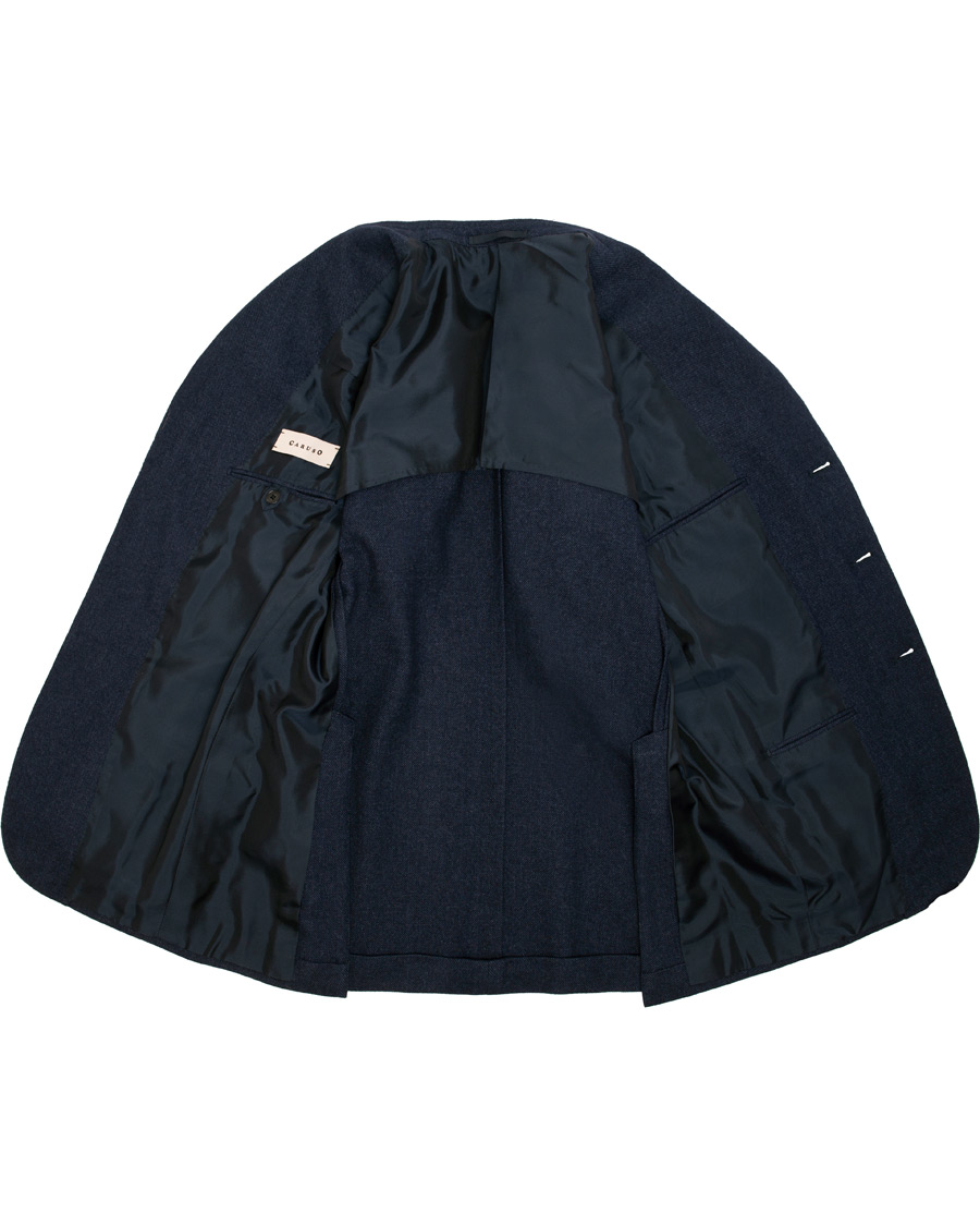 Hombres | Blazers | Caruso | Aida Microstructure Melange Wool Blazer Dark Blue