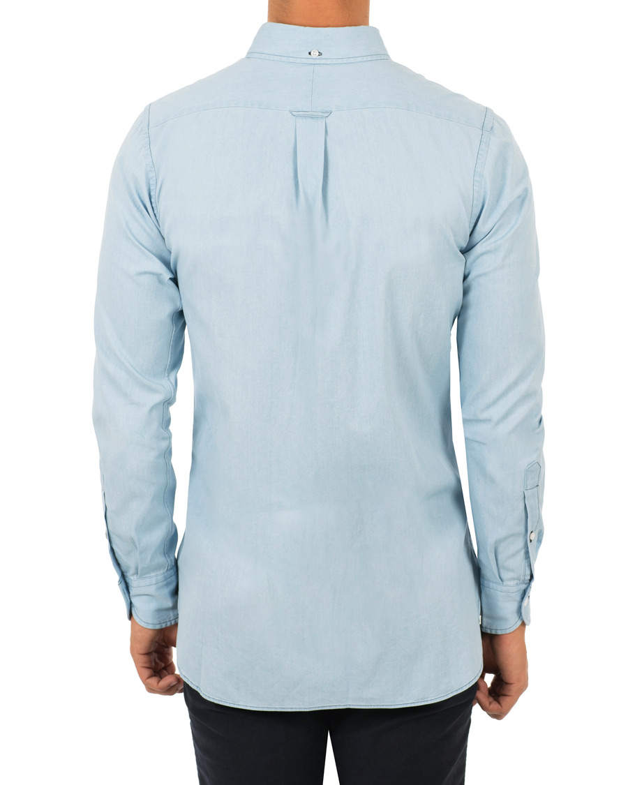 Hombres | Camisas | Drake's | Slim Fit Denim Pocket Shirt Light Washed