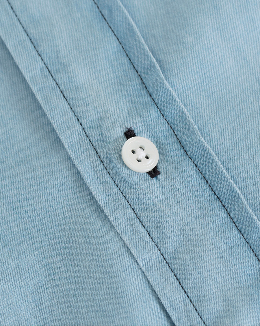 Hombres | Camisas | Drake's | Slim Fit Denim Pocket Shirt Light Washed