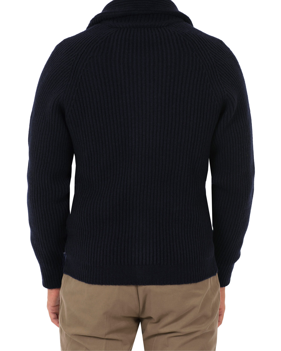 Hombres | Jerséis y prendas de punto | Drake's | Lambswool Shawl Cardigan Navy