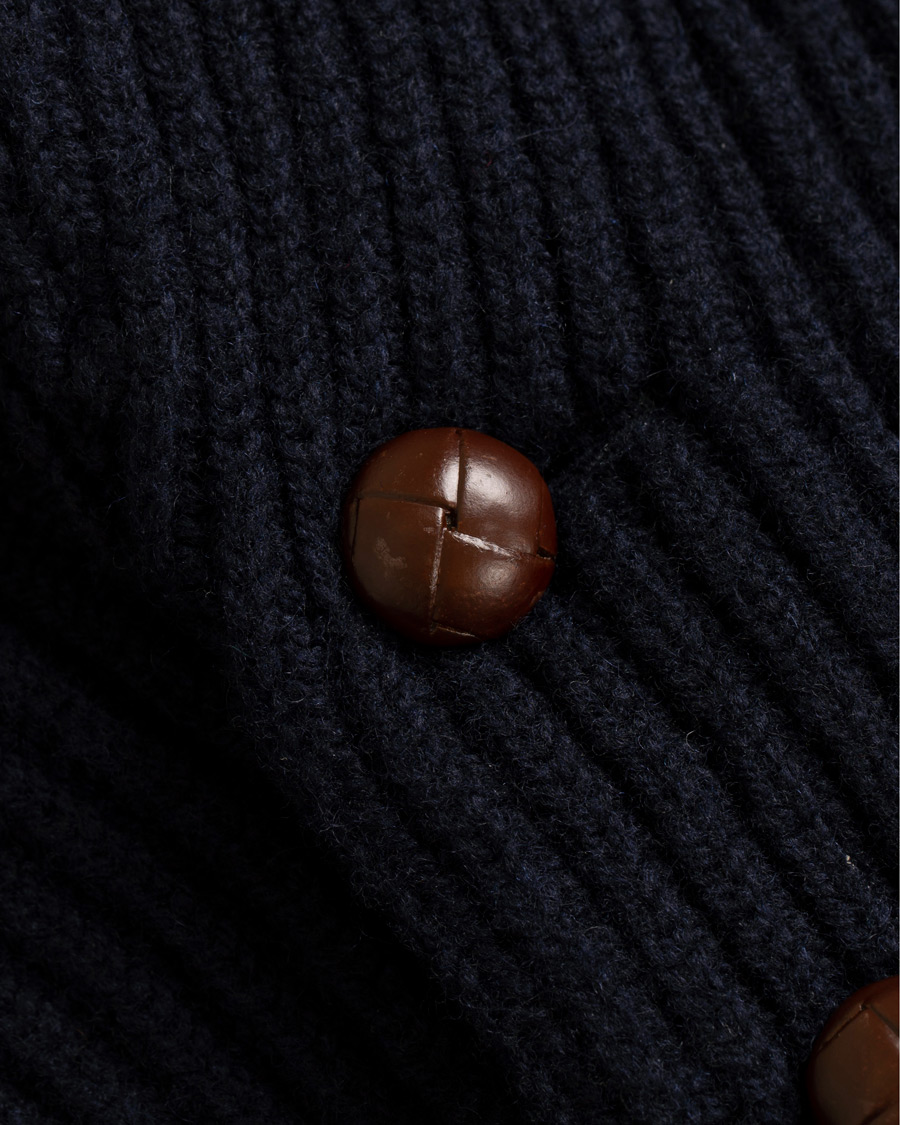 Hombres | Jerséis y prendas de punto | Drake's | Lambswool Shawl Cardigan Navy