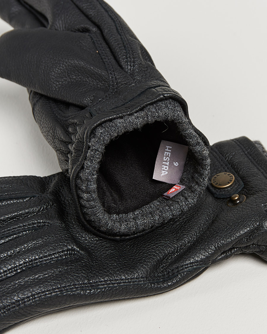 Hombres | Accesorios para el frío | Hestra | Utsjö Fleece Liner Buckle Elkskin Glove Black