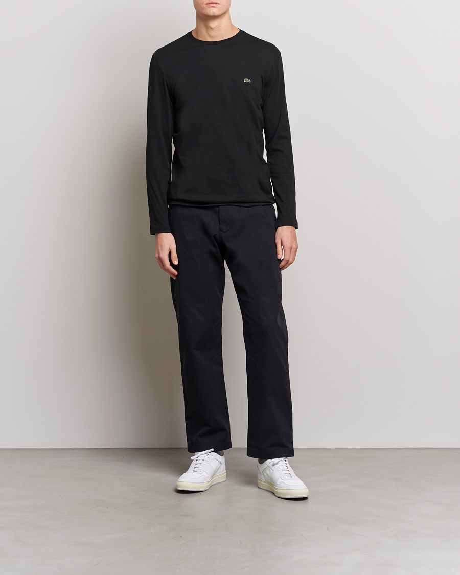 Hombres | Camisetas | Lacoste | Long Sleeve Crew Neck T-Shirt Black