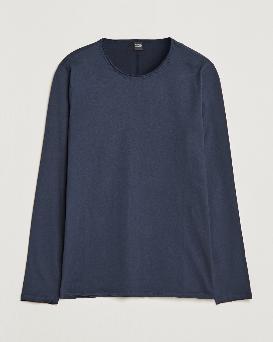 Hombres | Camisetas | Replay | Crew Neck Long Sleeve Tee Navy