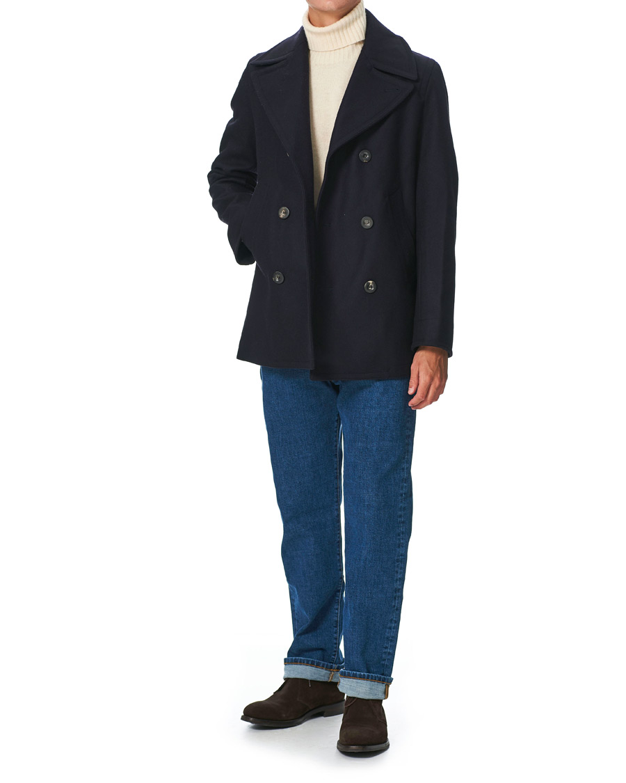 Hombres | Abrigos y chaquetas | Private White V.C. | Wool Melton Peacoat Midnight