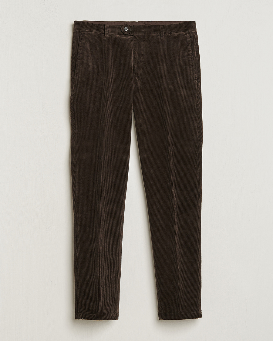 Hombres | Pantalones | Oscar Jacobson | Denz Corduroy Trousers Dark Brown