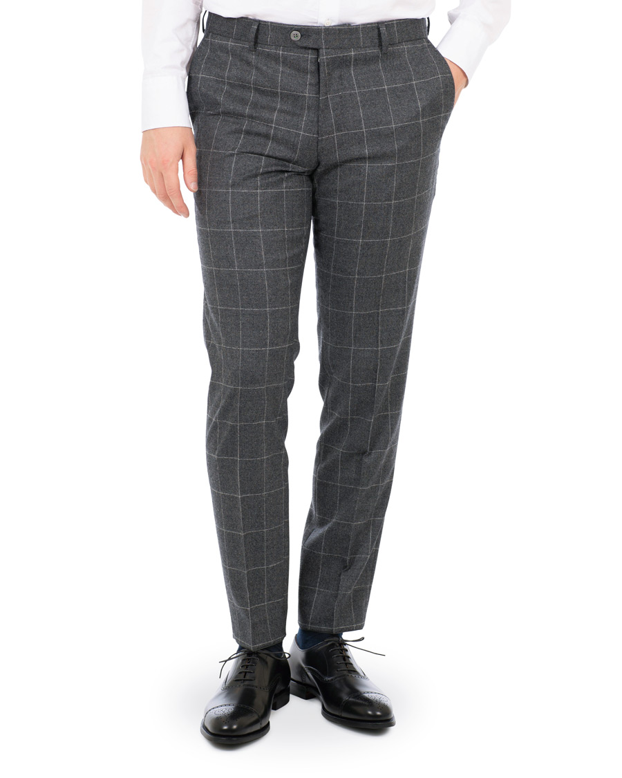 Hombres | Trajes | Oscar Jacobson | Egel Super 120 Wool Vitale Barberis Check Suit Grey