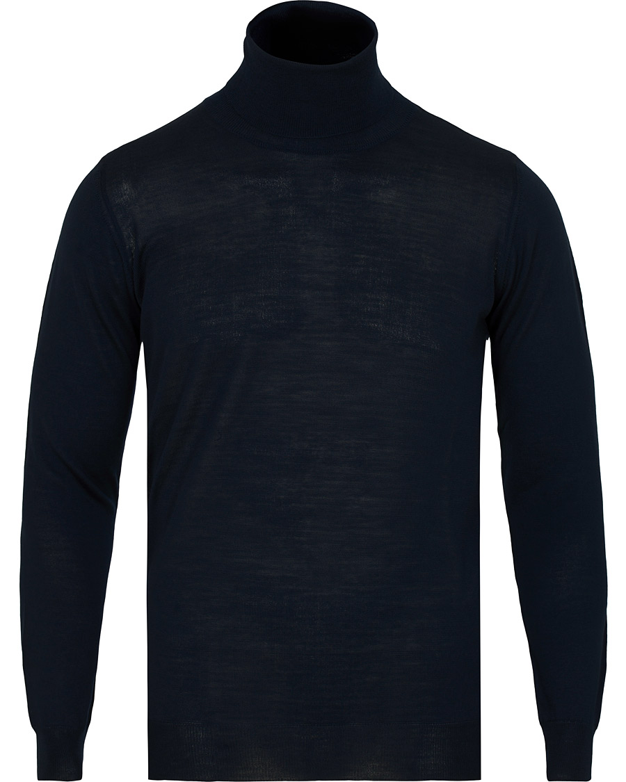 Hombres | Jerséis y prendas de punto | Oscar Jacobson | Cole Extra Fine Merino Rollneck Navy