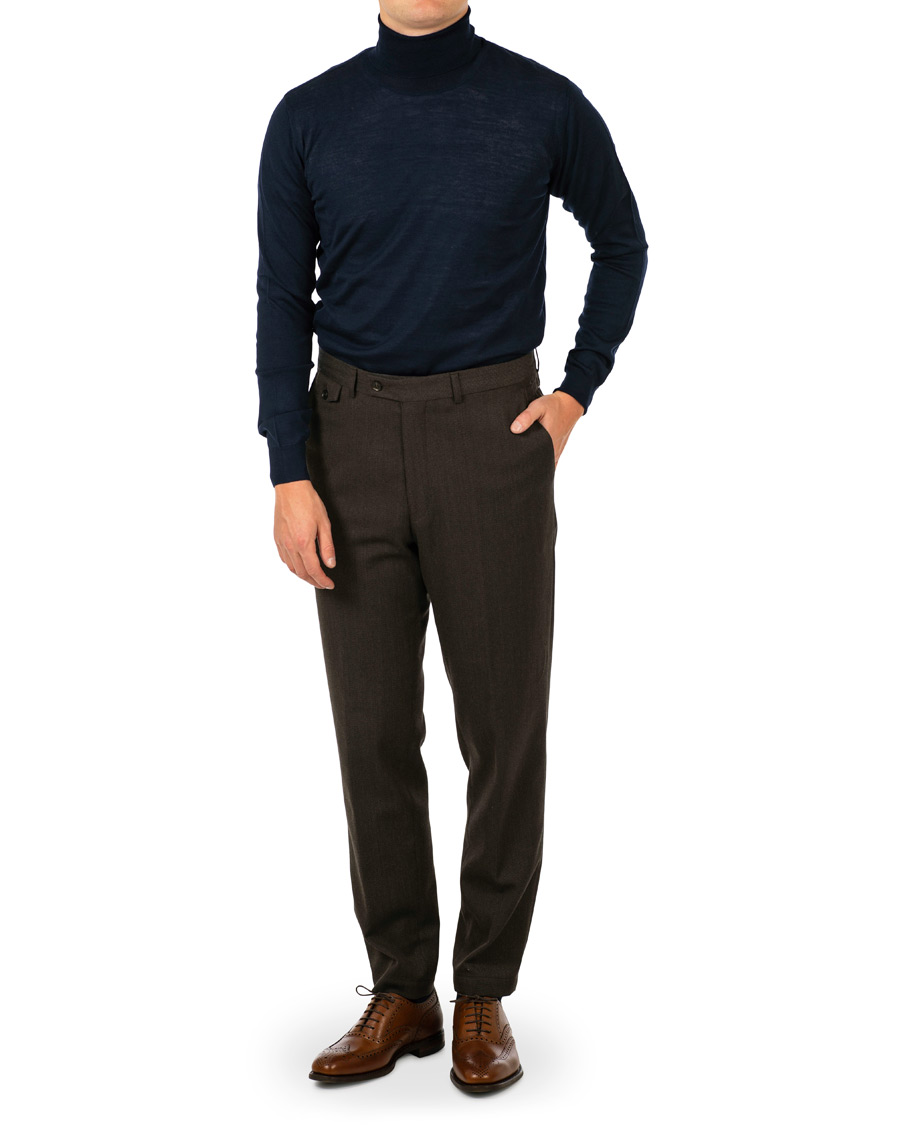 Hombres | Jerséis y prendas de punto | Oscar Jacobson | Cole Extra Fine Merino Rollneck Navy