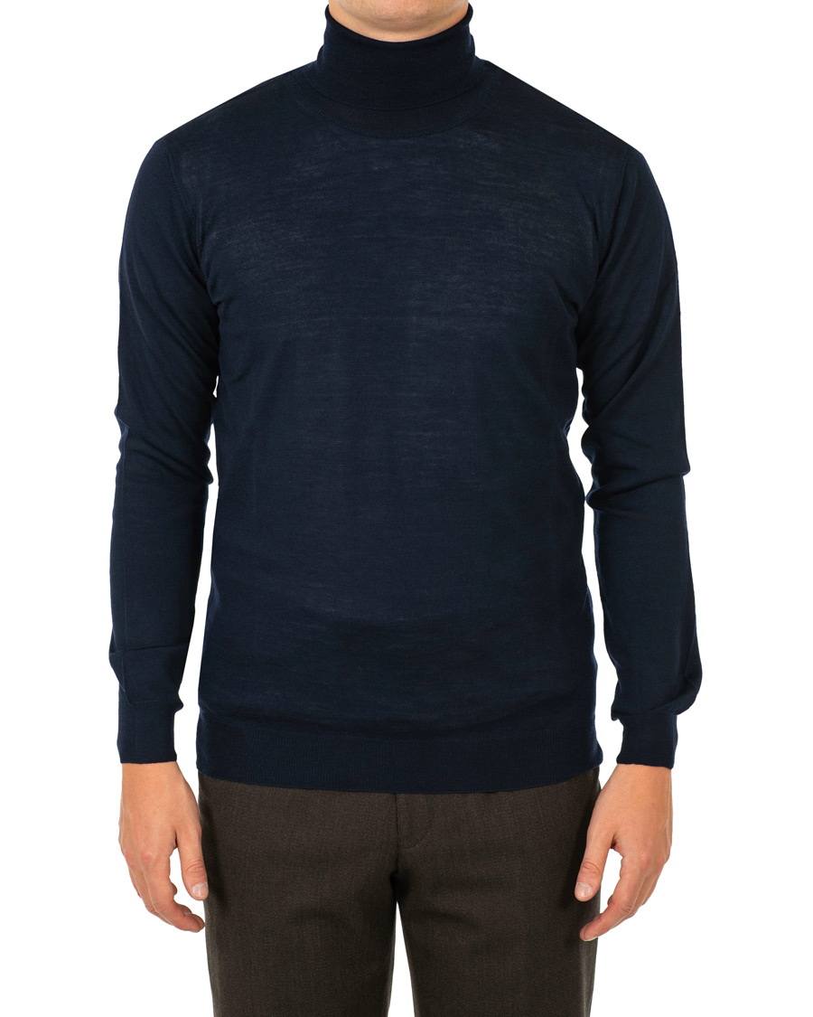 Hombres | Jerséis y prendas de punto | Oscar Jacobson | Cole Extra Fine Merino Rollneck Navy