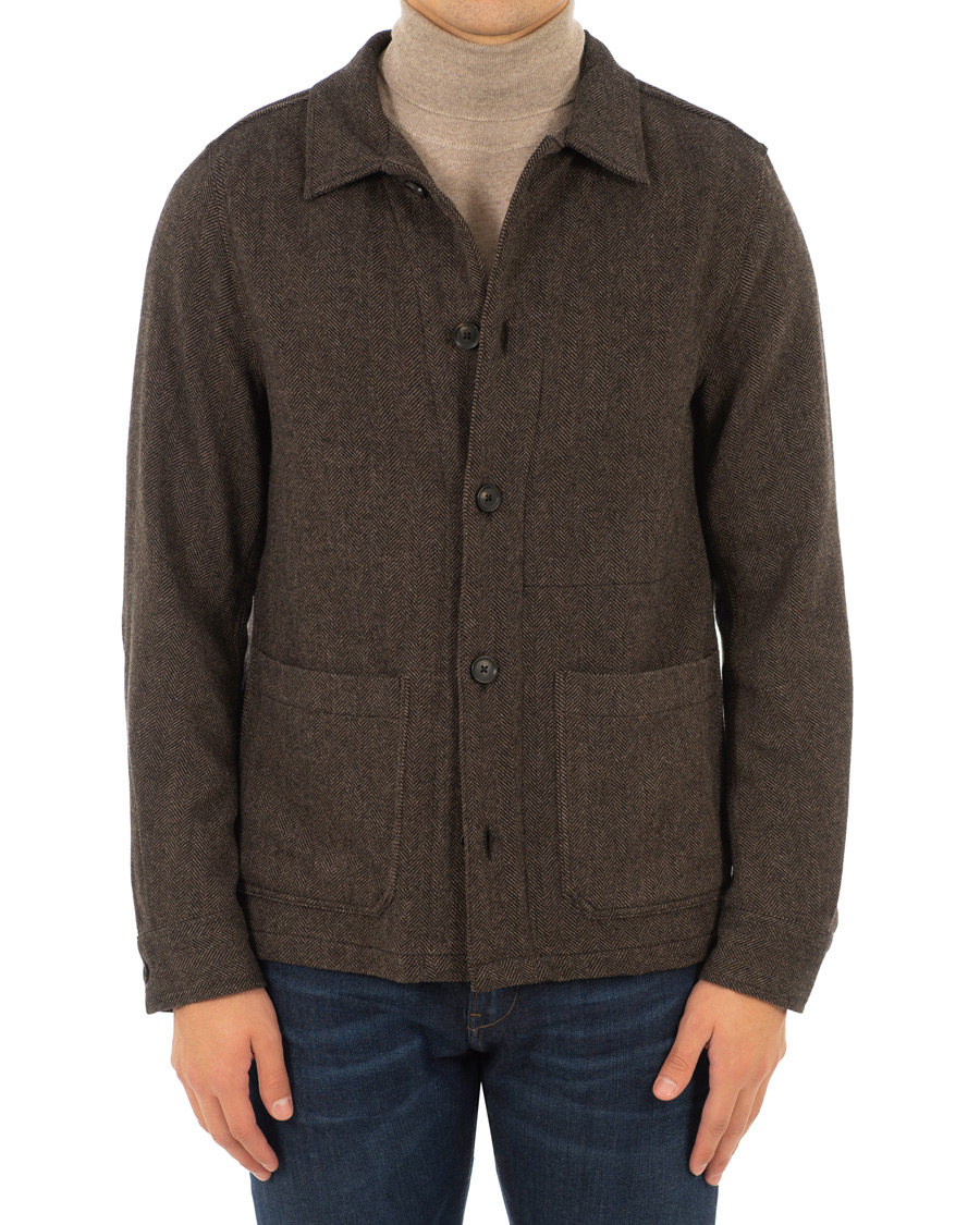 Hombres | Abrigos y chaquetas | Oscar Jacobson | Hannes Herringbone Shirt Jacket Brown