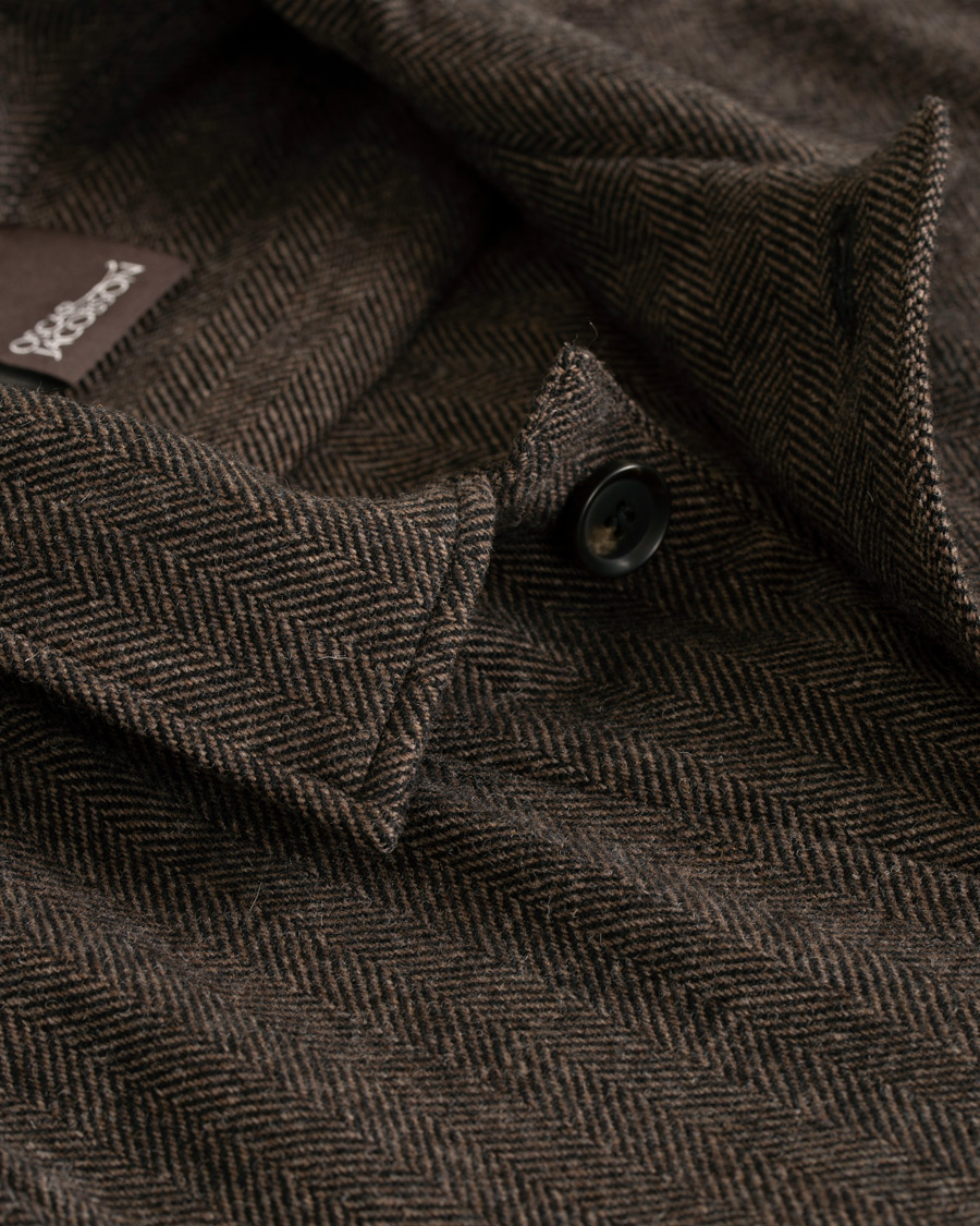 Hombres | Abrigos y chaquetas | Oscar Jacobson | Hannes Herringbone Shirt Jacket Brown