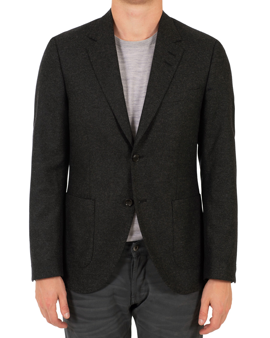 Hombres | Blazers | Tiger of Sweden | Jamot Flannel Patch Pocket Blazer Dark Grey