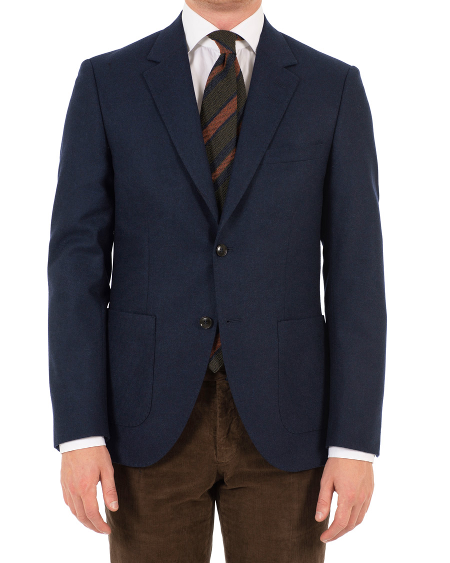 Hombres | Blazers | Tiger of Sweden | Jamot Flannel Patch Pocket Blazer Navy