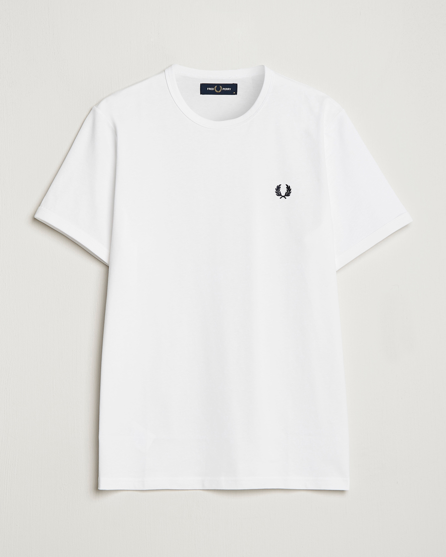Hombres | Camisetas | Fred Perry | Ringer Crew Neck Tee White