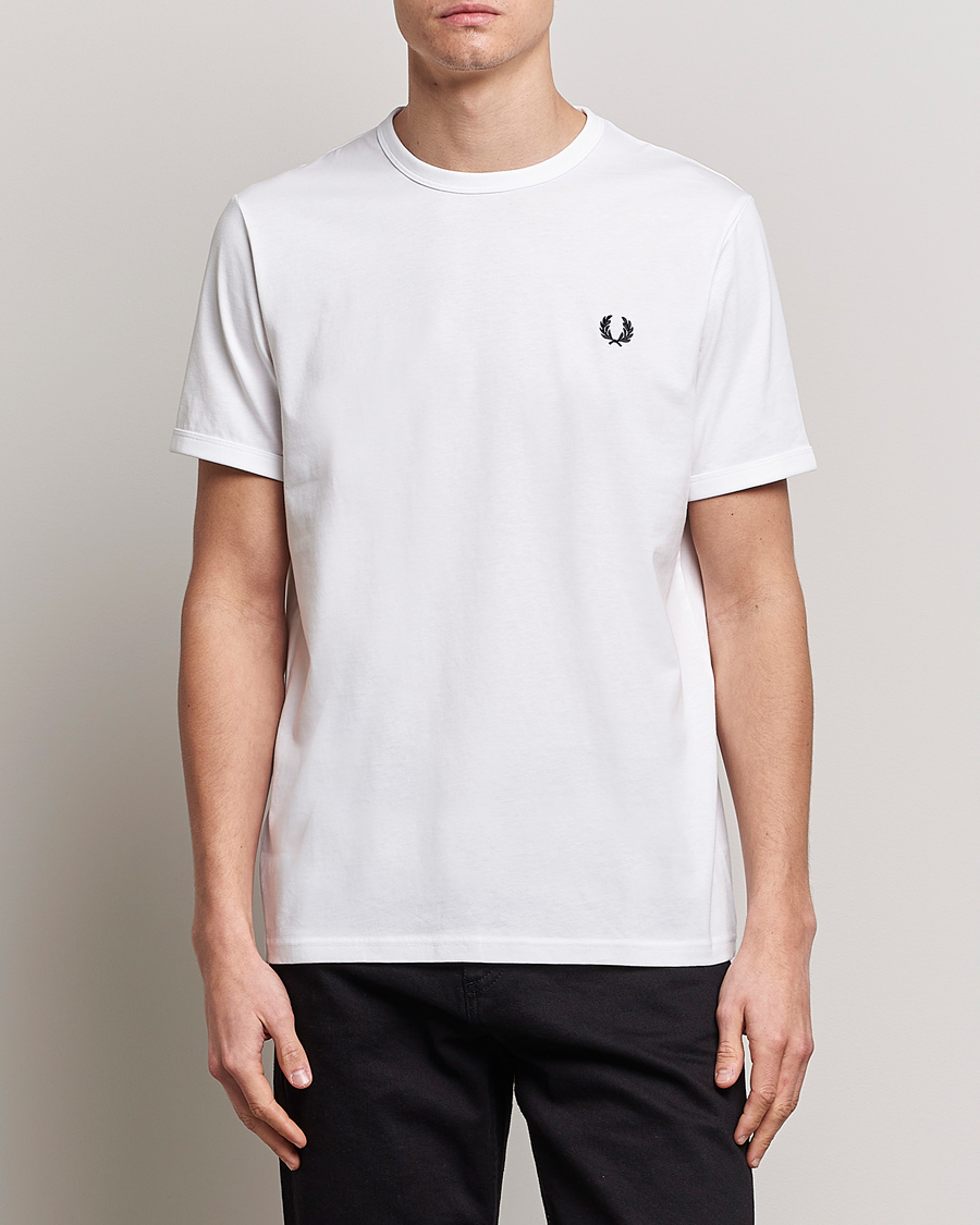 Hombres | Camisetas | Fred Perry | Ringer Crew Neck Tee White