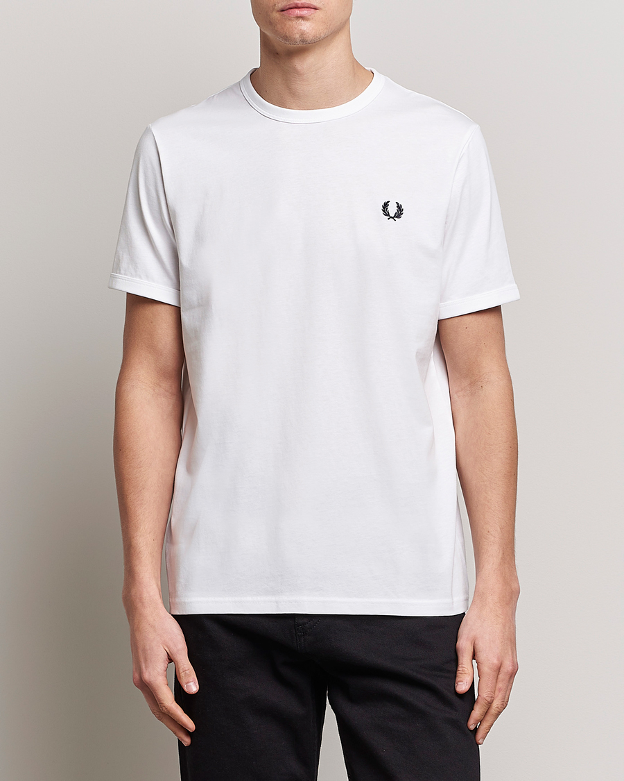 Hombres | Camisetas | Fred Perry | Ringer Crew Neck Tee White