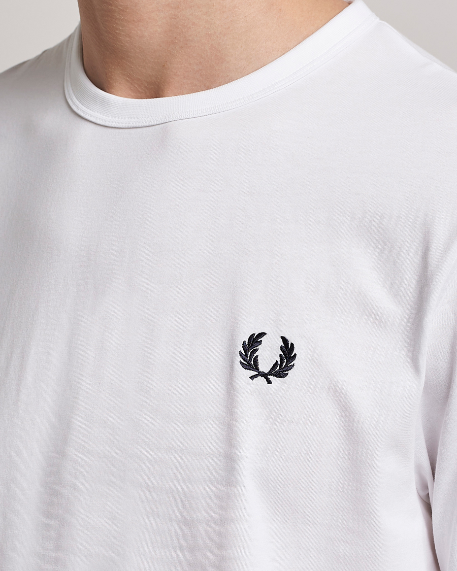 Hombres | Camisetas | Fred Perry | Ringer Crew Neck Tee White
