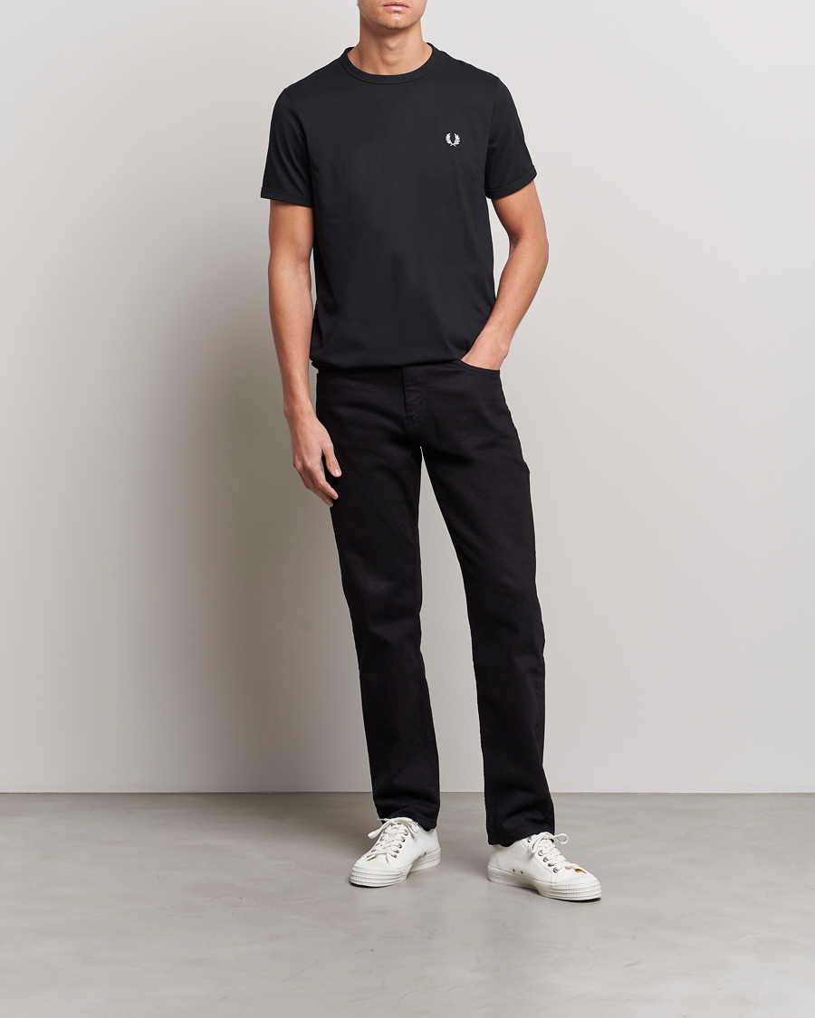 Hombres | Camisetas | Fred Perry | Ringer Crew Neck Tee Black