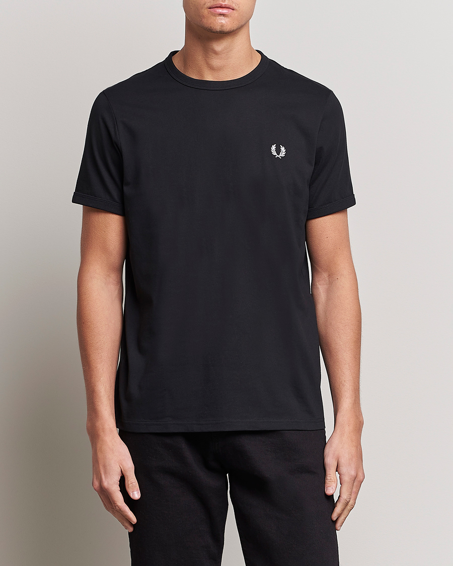 Hombres |  | Fred Perry | Ringer Crew Neck Tee Black