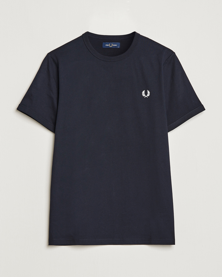 Hombres | Camisetas | Fred Perry | Ringer Crew Neck Tee Navy