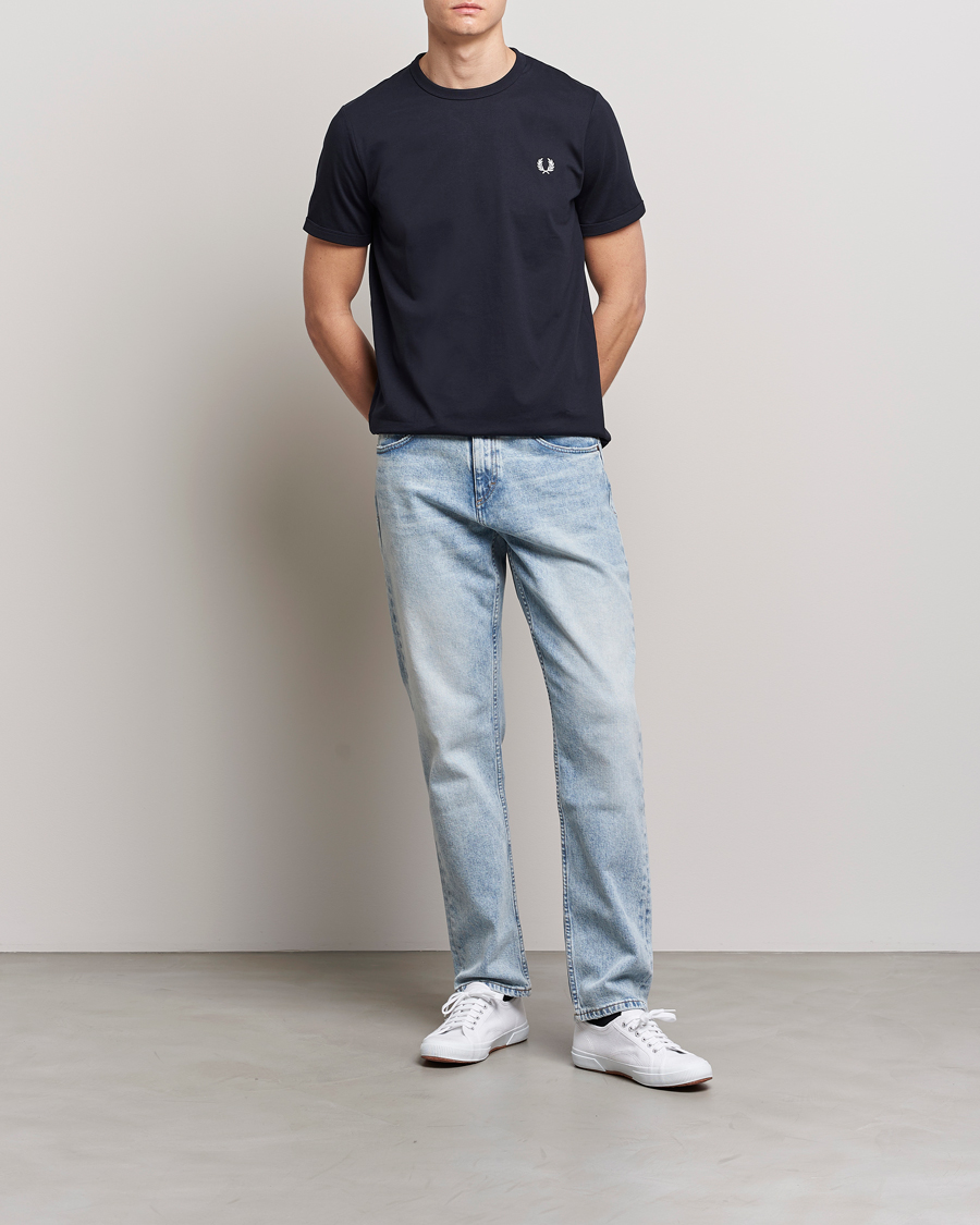Hombres | Camisetas | Fred Perry | Ringer Crew Neck Tee Navy