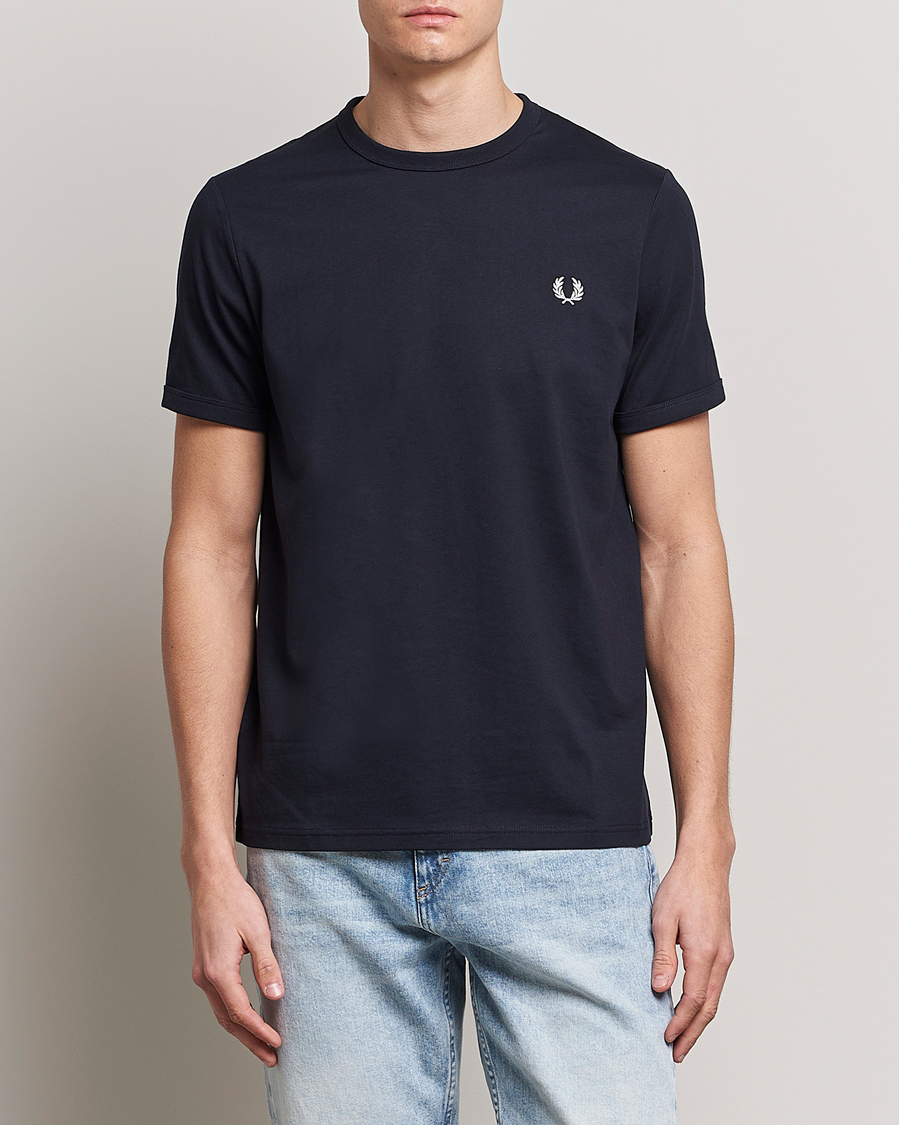 Hombres |  | Fred Perry | Ringer Crew Neck Tee Navy