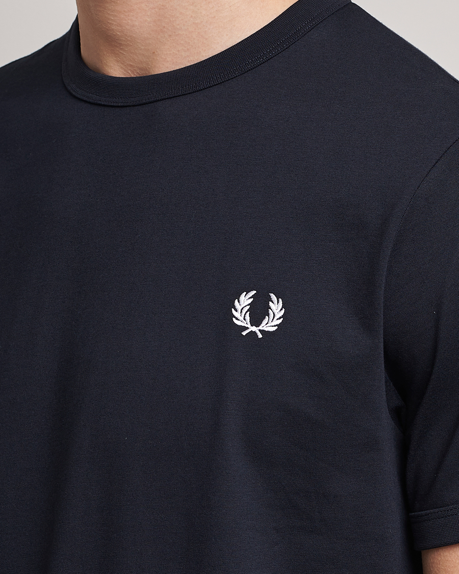 Hombres | Camisetas | Fred Perry | Ringer Crew Neck Tee Navy