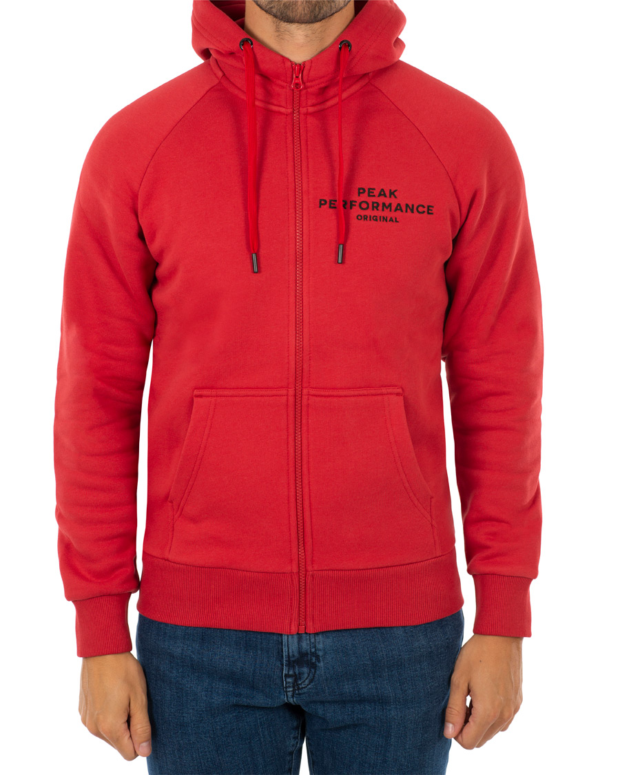 Hombres | Jerséis y prendas de punto | Peak Performance | Logo Zip Hoodie Red