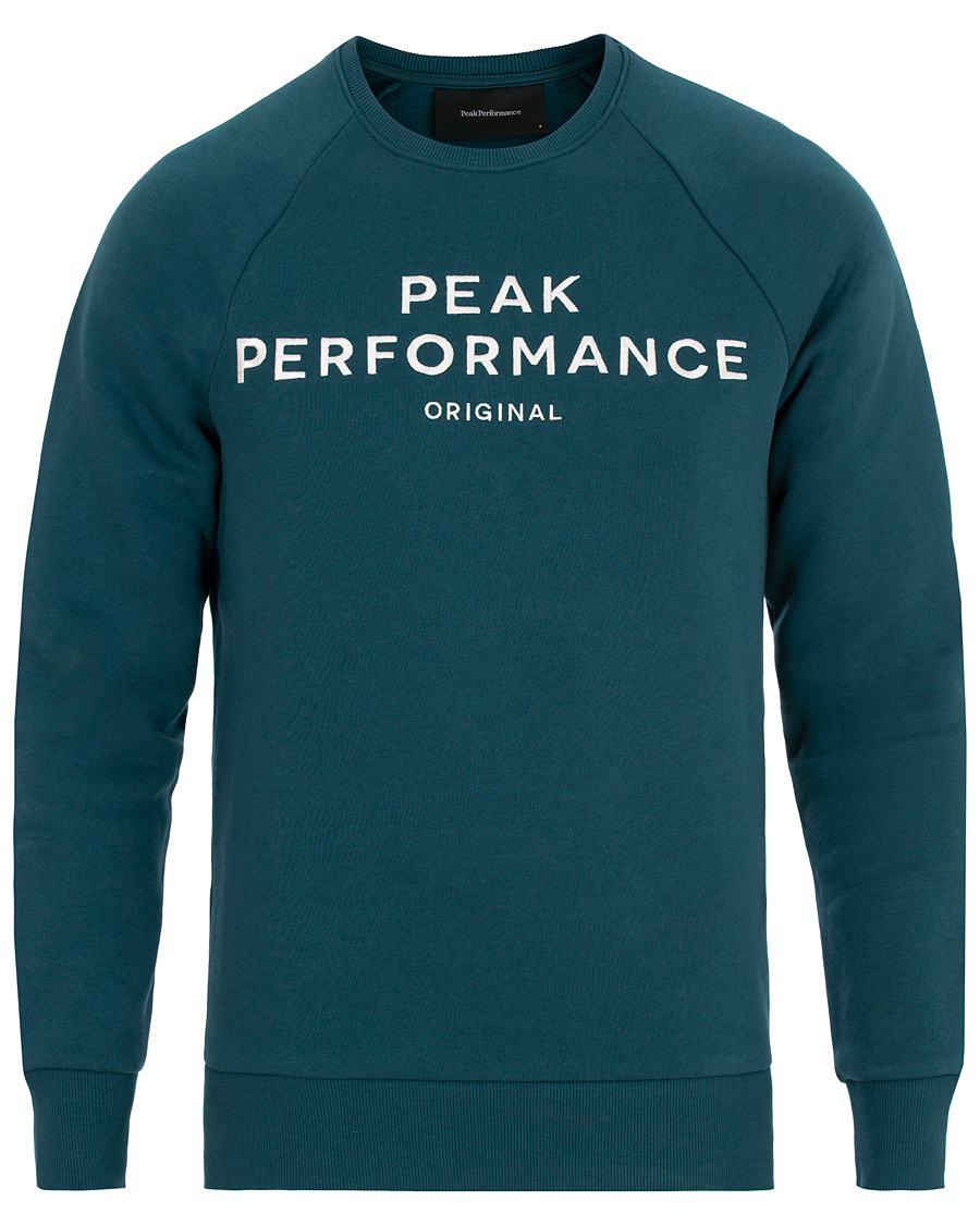 Hombres | Jerséis y prendas de punto | Peak Performance | Logo Crew Neck Sweatshirt Teal Extreme