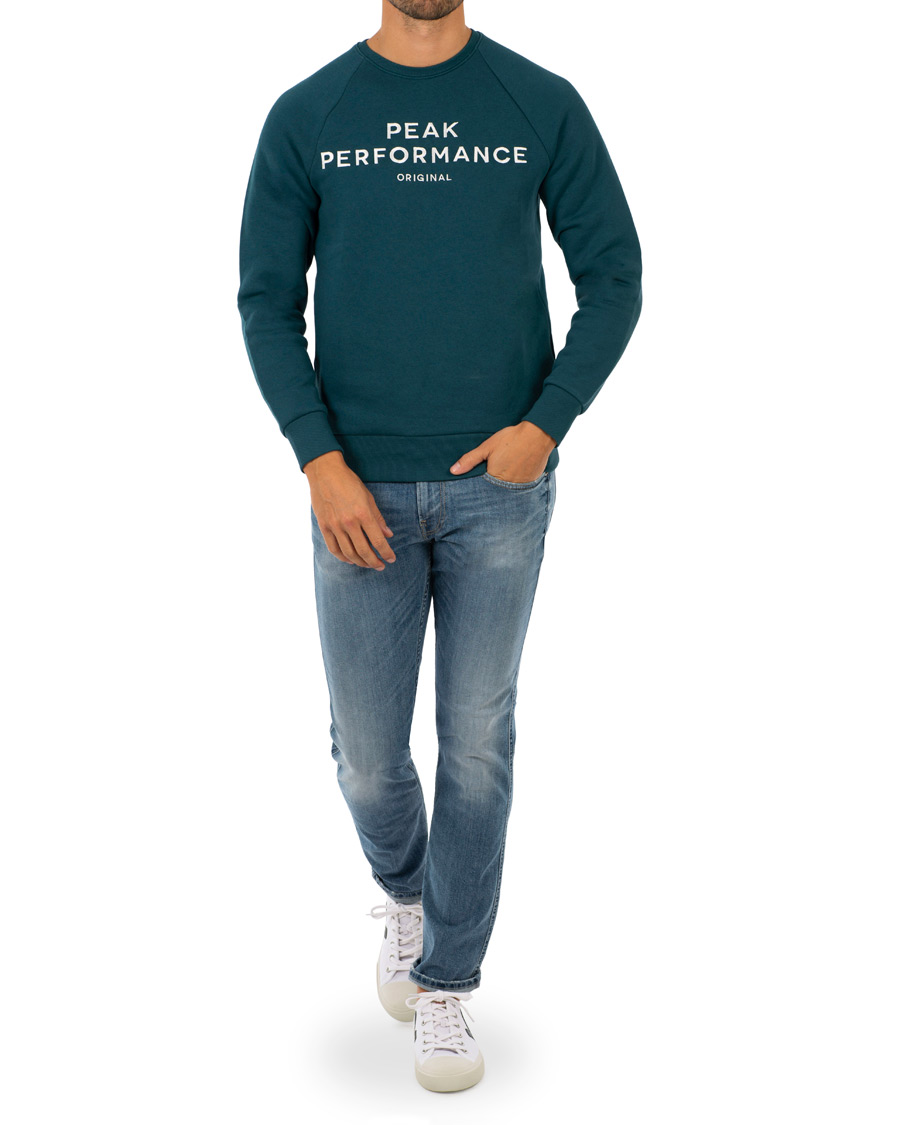 Hombres | Jerséis y prendas de punto | Peak Performance | Logo Crew Neck Sweatshirt Teal Extreme