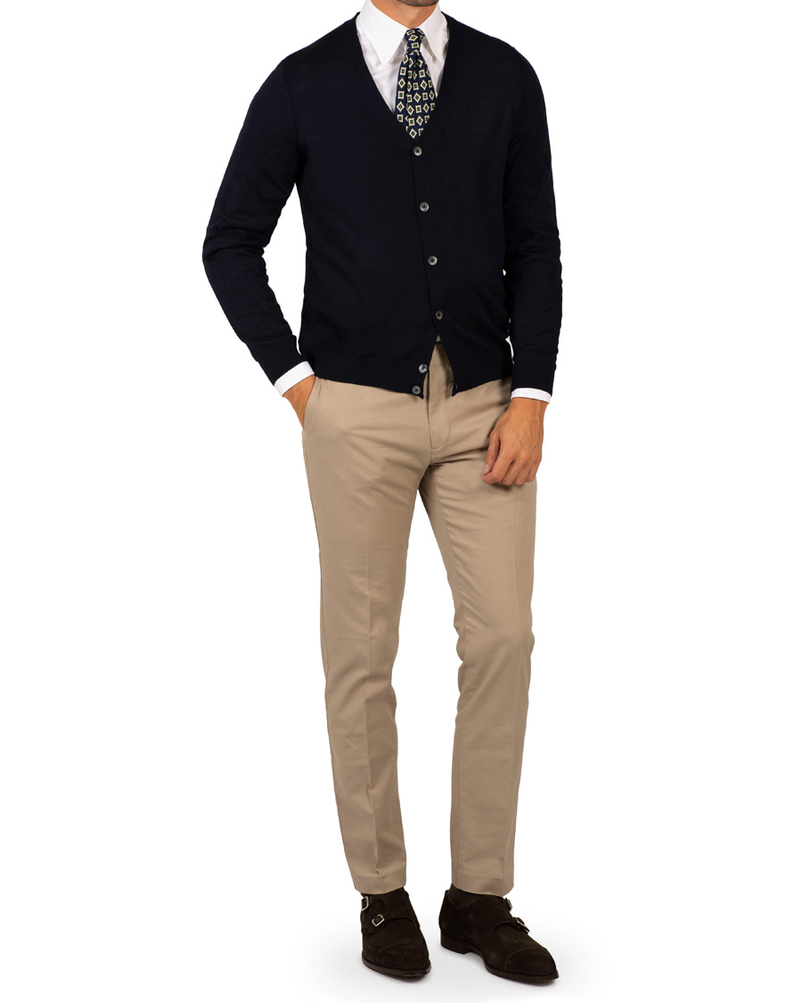 Hombres | Jerséis y prendas de punto | BOSS BLACK | BOSS Mardon Extra Fine Merino Cardigan Dark Navy