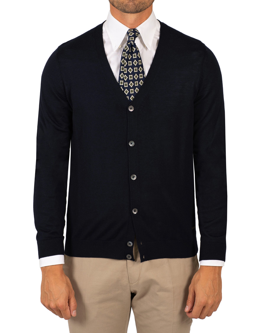 Hombres | Jerséis y prendas de punto | BOSS BLACK | BOSS Mardon Extra Fine Merino Cardigan Dark Navy