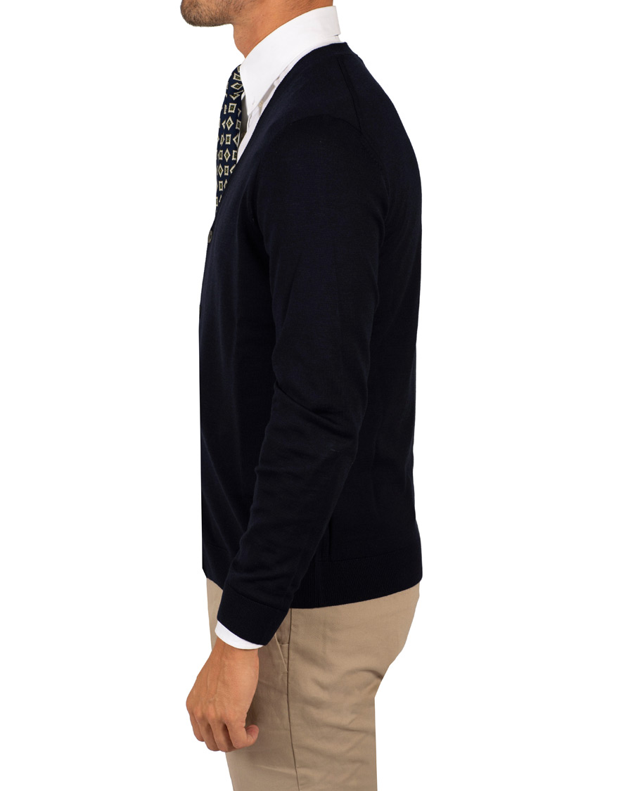 Hombres | Jerséis y prendas de punto | BOSS BLACK | BOSS Mardon Extra Fine Merino Cardigan Dark Navy