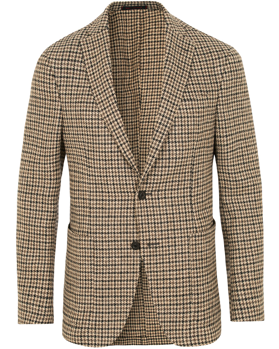 Hombres | Blazers | The Gigi | Degas Single Breasted Houndstooth Tweed Blazer Brown