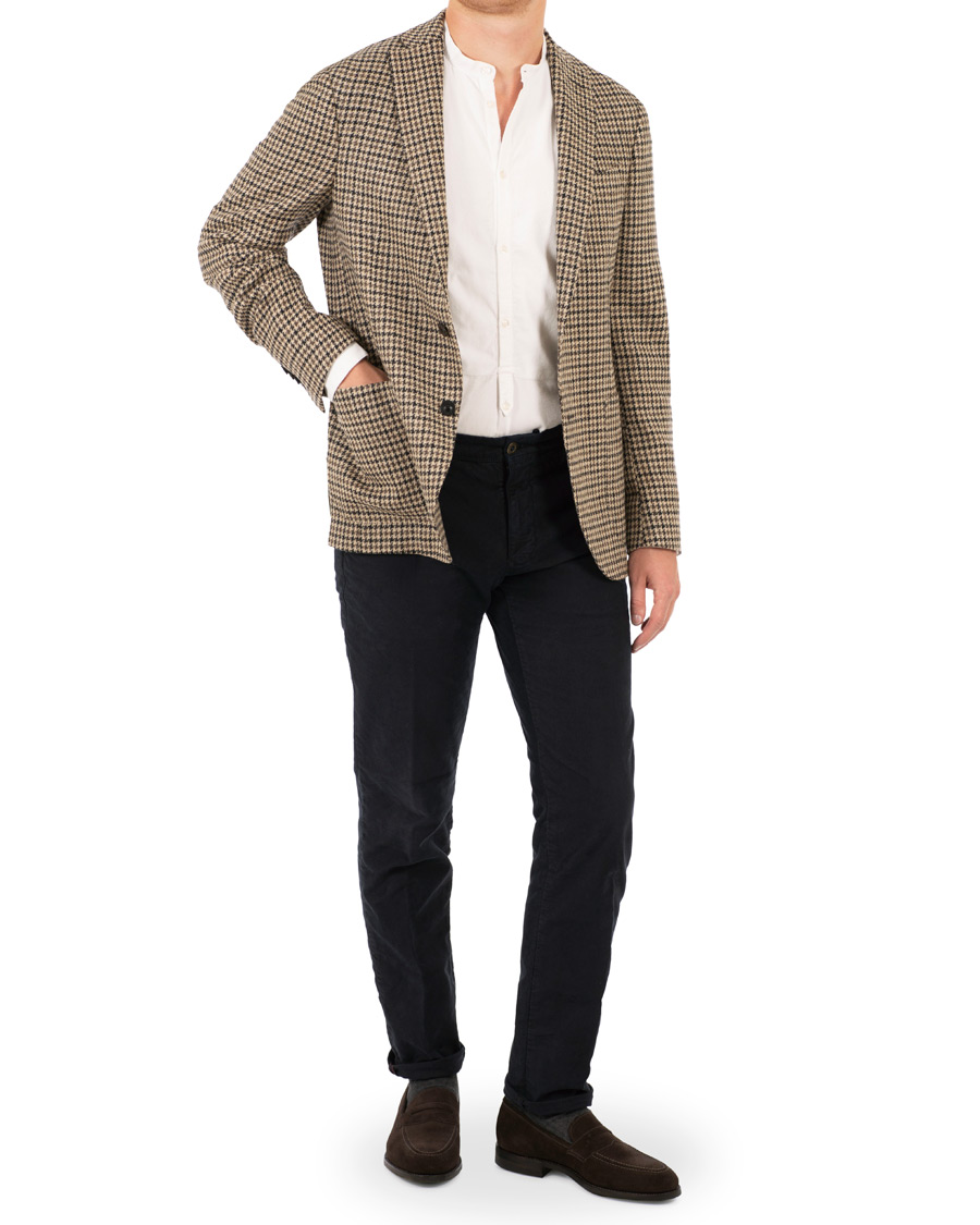 Hombres | Blazers | The Gigi | Degas Single Breasted Houndstooth Tweed Blazer Brown