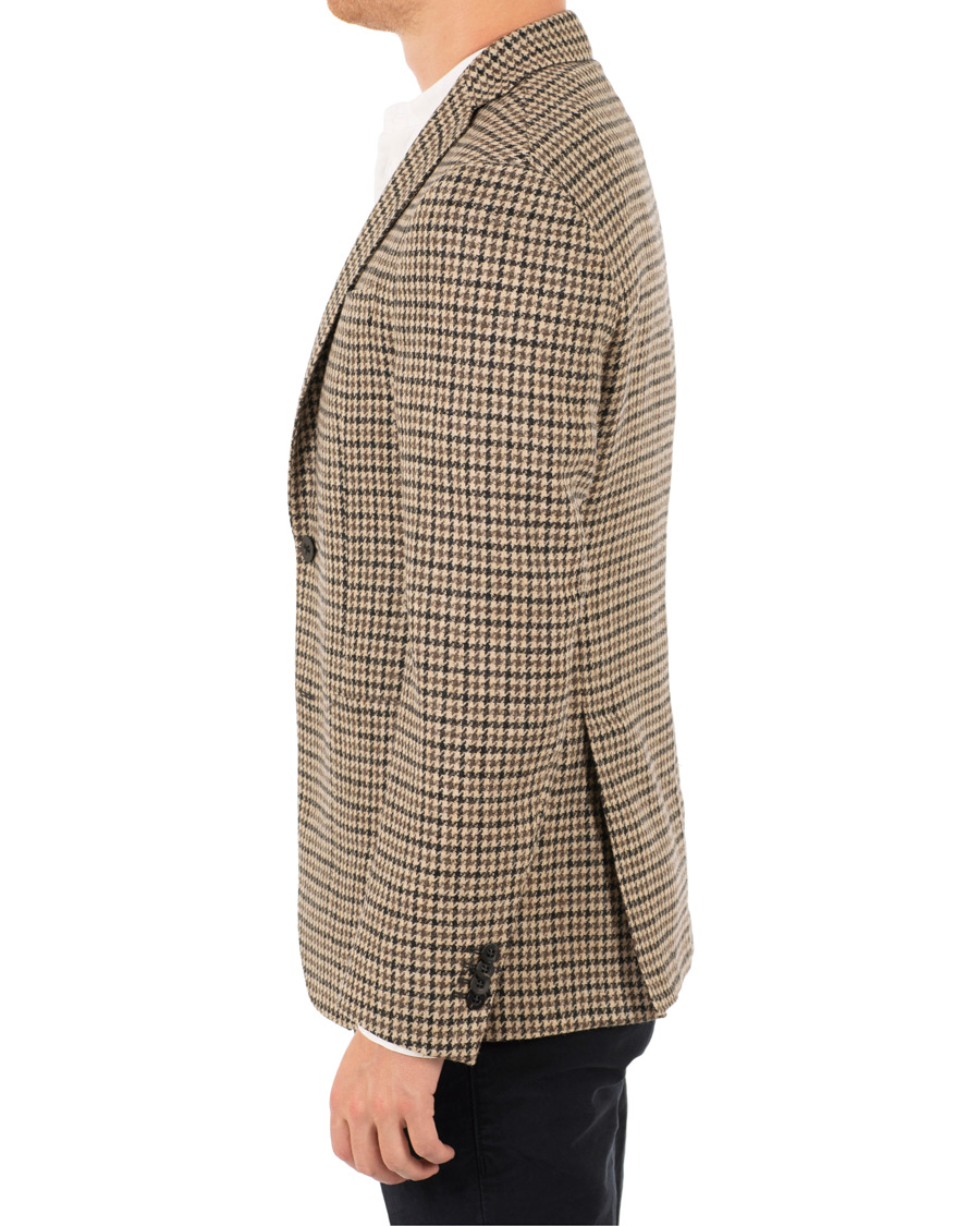 Hombres | Blazers | The Gigi | Degas Single Breasted Houndstooth Tweed Blazer Brown