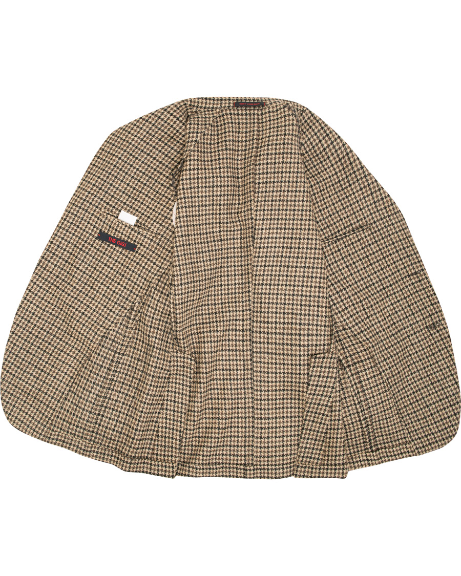Hombres | Blazers | The Gigi | Degas Single Breasted Houndstooth Tweed Blazer Brown