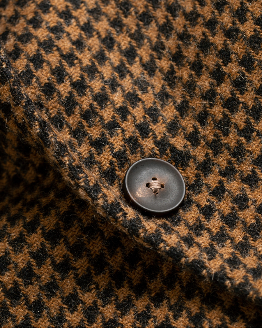 Hombres | Blazers | The Gigi | Art Garment Dyed Houndstooth Shetland Blazer Dark Brown
