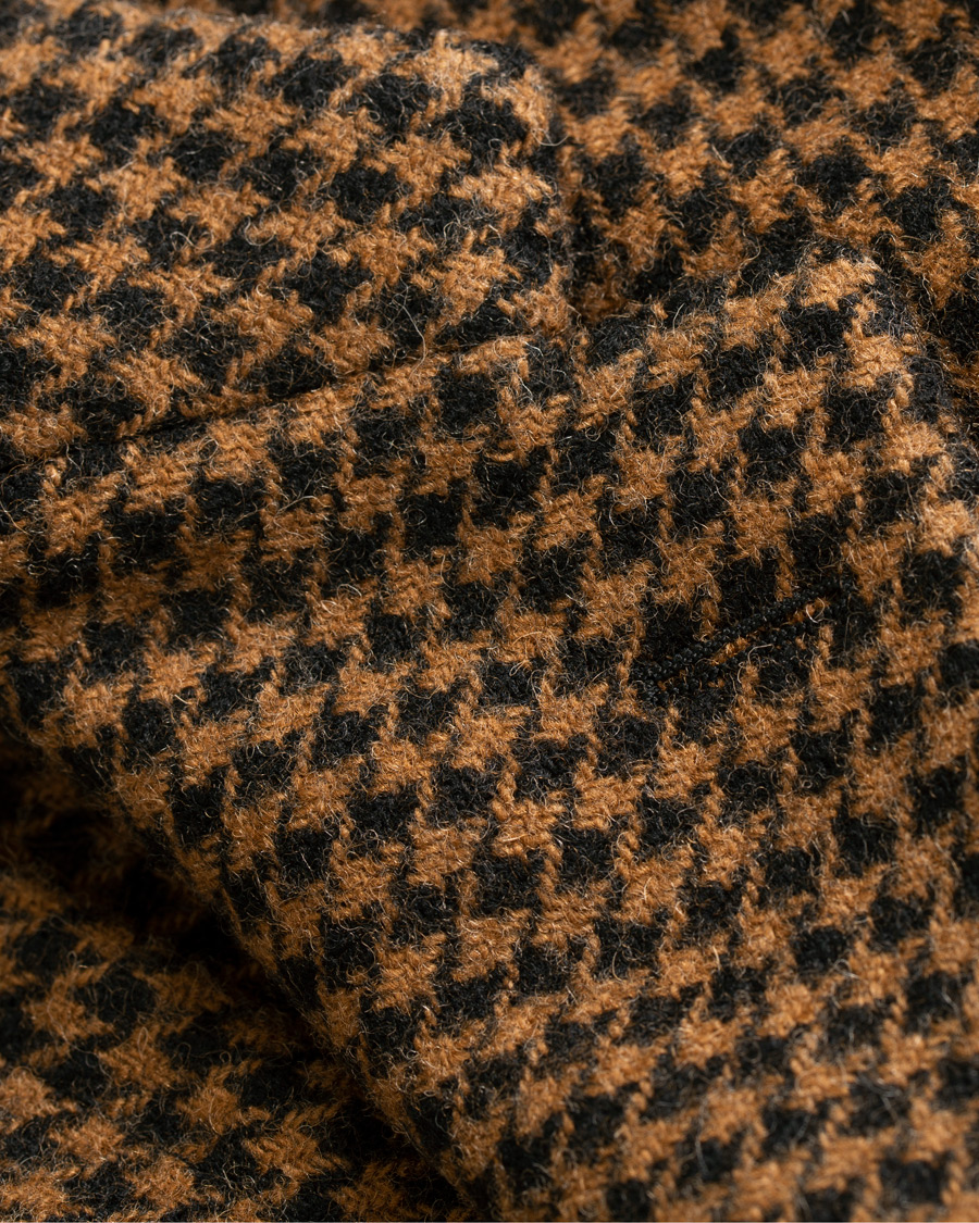 Hombres | Blazers | The Gigi | Art Garment Dyed Houndstooth Shetland Blazer Dark Brown