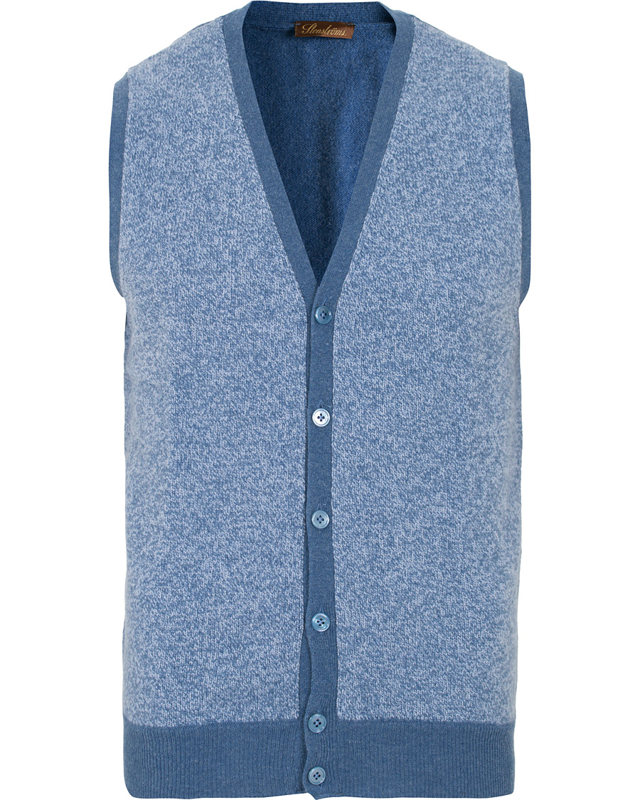 Hombres | Jerséis y prendas de punto | Stenströms | Lambswool Vest Blue